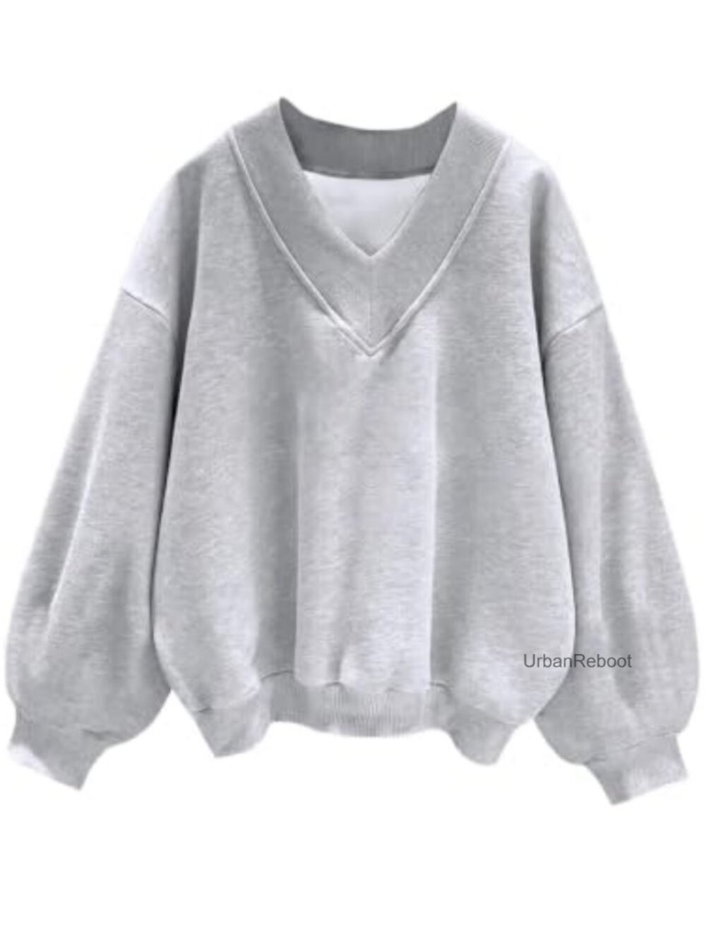 Womens V Neck Oversized Sweatshirt Cotton Blend Pullover